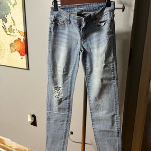 Victoria’s Secret VS pencil, light washed, distressed jeans size 0 short.